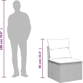 vidaXL 4-teiliges Gartensofa-Set mit Kissen, grau, Polyrattan - Grau
