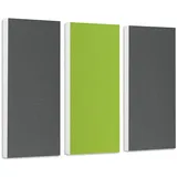 platino24 Schallabsorber COLORE aus Basotec G+ I Akustikpaneele mit Akustikfilz I 3 Wand-Paneele in Granitgrau + Hellgrün I Akustikplatten zur Schalldämmung in Büro, Studio & Wohnung