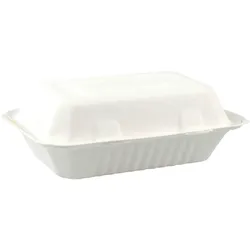 125x Menüboxen aus Bagasse, naturweiß, 23x15cm, 25Stk.