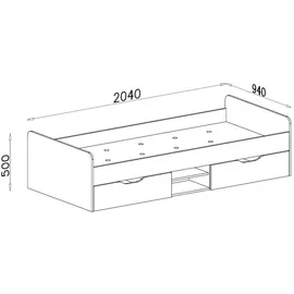 Deine Möbel 24 Jugendbett REMI 90 x 200 cm Eiche matt weiß-beige