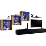 Wohnzimmermöbelset Switch Xx Design, In Glänzendem Schwarz Und Wotan-eiche.