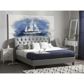 Beliani Polsterbett 140 x 200 cm Hellgrau