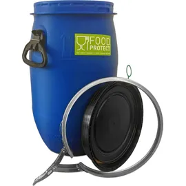 plasteo plasteo® 2 Stück 30 Liter Deckelfass lebensmittelecht FDA-Zulassung UN-Zulassung IKG Gütezeichen Kunststofffass Futtertonne Weithalstonne inkl. Lebensmittelzulassung