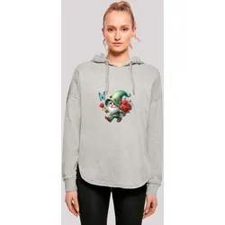 Kapuzenpullover F4NT4STIC "Gnom Frühling Blumen Schmetterling", Damen, Gr. XS, grau, Obermaterial: 100% Baumwolle, casual, oversize, Langarm, Pullover, Premium Qualität