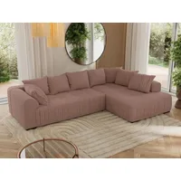 MKS MEBLE Ecksofa mit Schlaffunktion, Sofa L-Form mit Bettkasten und Kissen, Couch mit Stauraum, Ausziehbares Schlafsofa 325 x 200 cm - Orta L - Ro... - Rosa