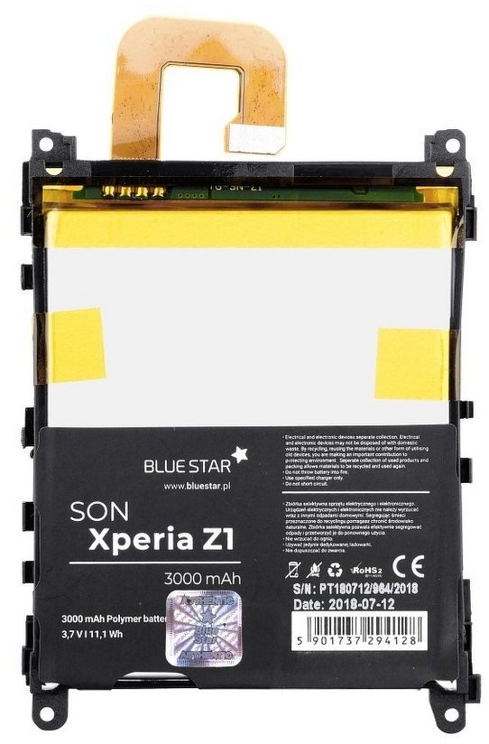 BlueStar Akku Ersatz kompatibel mit Sony Xperia Z1 3000 mAh Austausch Batterie Accu LIS1525ERPC Smartphone-Akku