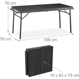 Relaxdays Gartentisch klappbar 166 x 76 x 78 cm Grau