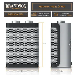 Brandson Keramikheizgerät 1500 W Silber/Schwarz