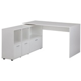 KADIMA DESIGN Eckschreibtisch mit integriertem Regal und Schubladen, 136x155,5 cm, ideal für Home Office