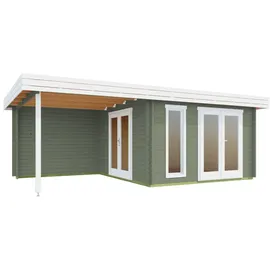 Lasita Maja Gartenhaus Pultdach 6,52 x 3,80 m Grün/Grau