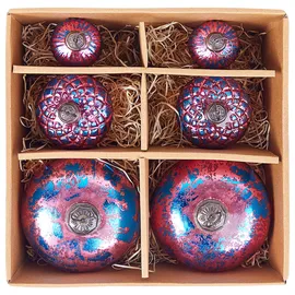 Beliani WEIHNACHTSBAUMKUGELN 9/11/16 cm Rosa