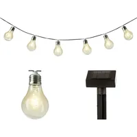 Lumineo LED Solar Lichterkette Glühlampe Partylichterkette Garten 10 Glühbirnen