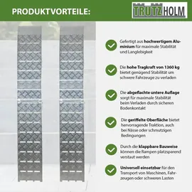 Trutzholm Auffahrrampe 226 cm 1360 kg klappbar Aluminium profiliert silber 2 St.