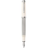 Pelikan Füllhalter Souverän 405, Silber-Weiß, Feder EF (extra-fein), hochwertiger Kolbenfüller im Geschenk-Etui, 815505