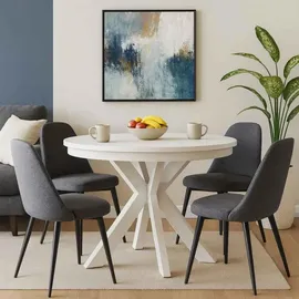 beautysofa Bilbao Ø 100–180 cm weiß