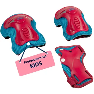 HUDORA Kinder Protektoren Set – 6-teilige Schutzausrüstung für Mädchen und Jungen – Knieschoner, Ellbogenschützer und Handgelenkschoner ideal für Inliner, Rollschuhe, Skateboard & Roller, Berry Gr. S