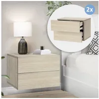ML-Design 2er Set Nachttisch hängend mit 2 Schubladen, Kommode