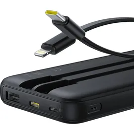 Baseus Powerbank 10000mAh 22.5W Mit Display, Usb-c-kabel, Iphone Lightning-anschluss – Schwarz