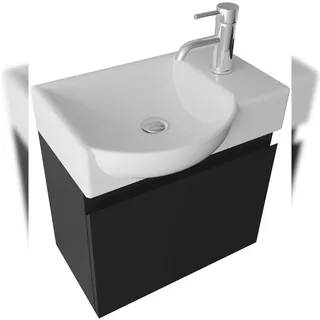 Alpenberger Waschtisch mit Unterschrank | Keramik Waschbecken Badunterschrank vormontiert | Badmöbel Set mit Soft-Close-Funktion Badezimmer