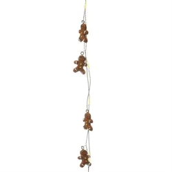 LED Drahtlichterkette Lebkuchenfigur 20 LED Silberdraht Timer Weihnachtsdeko