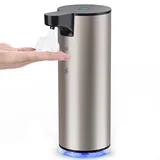 Seifenspender Automatischer Edelstahl Schaumseifenspender Elektrischer - LAOPAO Soap Dispenser Set IPX5 Wasserdicht USB-C Aufladung mit Sensor Infrarot Bewegungssensor für Küche & Bad Silber Schwarz