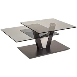 Wohnzimmer Glastisch mit schwenkbaren Tischplatten 43 cm hoch