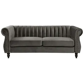 vente-unique Chesterfield-Sofa - 3-Sitzer - Samt - Grau - TRUMBO