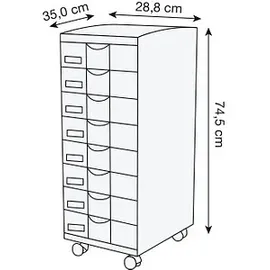 Paperflow Rollcontainer 28,8 x 35,0 x 74,5 cm grau