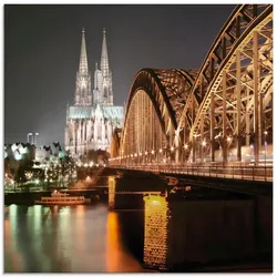 Glasbild ARTLAND "Köln Skyline Collage V", gold (farbe bild(er): goldfarben), B:50cm H:50cm, Bilder, in verschiedenen Größen