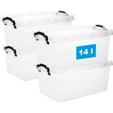 Aufbewahrungsboxen Deckel 14 Liter 4er Set Kunststoffbox Stapelbox Regalbox