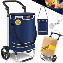 Kesser KESSER® Einkaufstrolley klappbar mit 56L Kapazität und belastbar bis 50kg 3in1 Trolley Sackkarre & Umhängetasche Faltbarer Einkaufswagen inkl. Kühlfach & Einkaufschip Treppensteiger