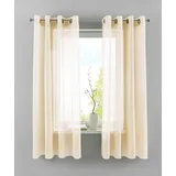 Yasmin 2er Set Ösengardinen HxB 145x140 cm Creme Transparent »Basel« Gardine Bleiband Store Vorhang, 20332TR2
