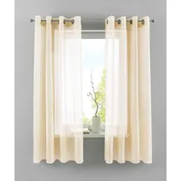 Yasmin 2er Set Ösengardinen HxB 145x140 cm Creme Transparent »Basel« Gardine Bleiband Store Vorhang, 20332TR2