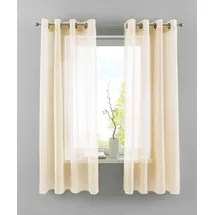 Yasmin 2er Set Ösengardinen HxB 145x140 cm Creme Transparent »Basel« Gardine Bleiband Store Vorhang, 20332TR2