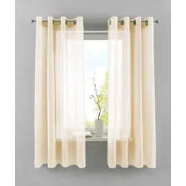 Yasmin 2er Set Ösengardinen HxB 145x140 cm Creme Transparent »Basel« Gardine Bleiband Store Vorhang, 20332TR2