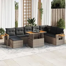 vidaXL Garten-Lounge-Set 9-tlg. grau