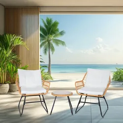 SVITA AMALFI Rattan Sitzgruppe Outdoor Gartenlounge 2 Personen Balkonset Natur