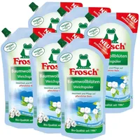 6x Frosch Baumwollblüten Weichspüler 1 Liter - Pflegend mit Baumwolle