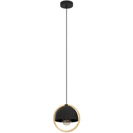 EGLO Callow 1-flg. 23 cm rund schwarz mit Holzring