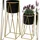 DanDiBo Ambiente DanDiBo Blumenhocker mit Topf Metall Gold Schwarz 2er Set Blumenständer 96046 Blumensäule Modern Pflanzenständer Pflanzenhocker