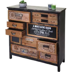 Apotheker-Schrank HWC-A43, Kommode, Tanne Holz massiv Vintage Shabby-Look 90x90x32cm