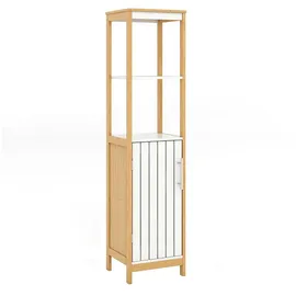 Costway 30 cm Breit Hochschrank 129 x 30 x 30 cm Beige MDF