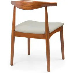 Stuhl Walnut mit Eschengestell und wasserdichtem Kissen in Perlfarbe für die Gastronomie. Innenmöbel für Bar, Restaurant und Café.