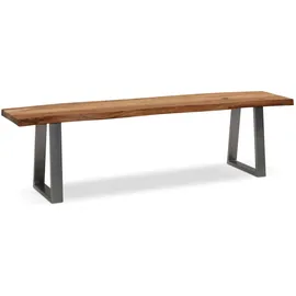 FineBuy Sitzbank Akazie Massivholz 180 x 40 x 45,5 cm