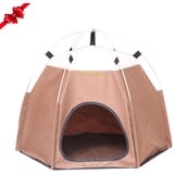 Mini-Hundezelt,Bequemes Außen-Katzenzelt,Wasserdichtes Outdoor-Katzenbett-Zelt Aus Polyester Für Camping,Hunde Drinnen Und Draußen,Geeignet Für Haustiere,Geeignet Für 0.5-10kg. (Braunes, 60x60x45cm)