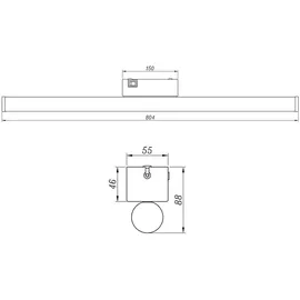 Trio LED Badlampen Set Wand mit Schalter Chrom 80cm Gäste WC Spiegelleuchten seitlich