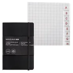 MIQUELRIUS Notizbuch Leather kariert, schwarz Softcover 200 Seiten