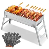 SVIPDDD Tragbarer Holzkohlegrill aus Edelstahl–Kompakter,Klappbarer BBQ Grill für Camping,Garten und Balkon,outdoor grill,Camping grill (44x20x36cm) Kohlegrill