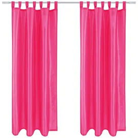 arsvita 2er Pack Gardine Blickdicht Alessia mit Schlaufen 140x175cm pink