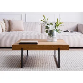 MASSIVMOEBEL24.DE Couchtisch Eiche natur geölt 90 x 90 x 35 cm